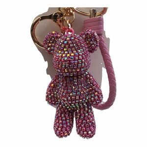 Natasha Pink Crystal Teddy Bear Handbag Charm / Key Ring – NEW ✨